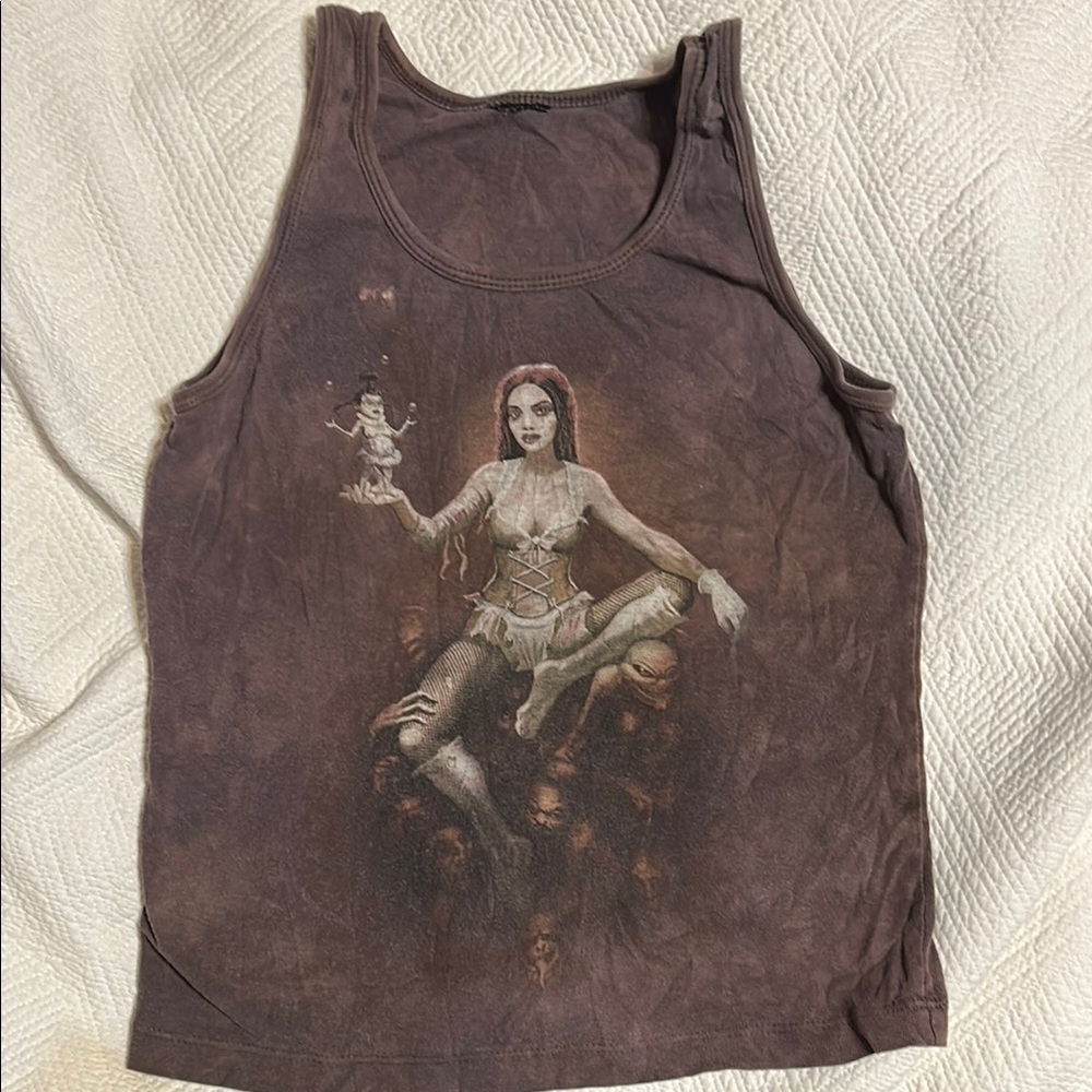 Brown Graphic Tank Top